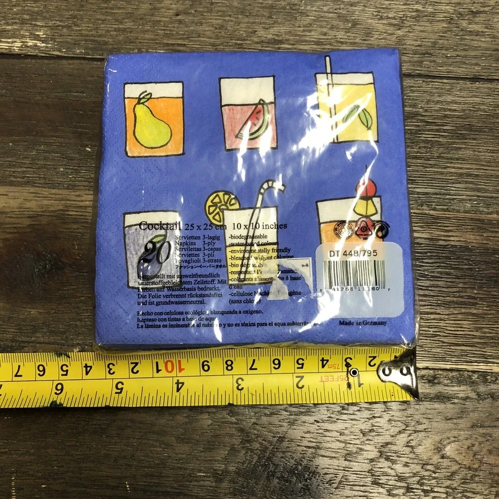 New Mikasa Paper Cocktail Napkins Summer Drinks Fruit Barbecue Party 20ct Sealed